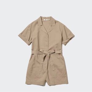Uniqlo Tan Linen blend Short Romper Jumpsuit